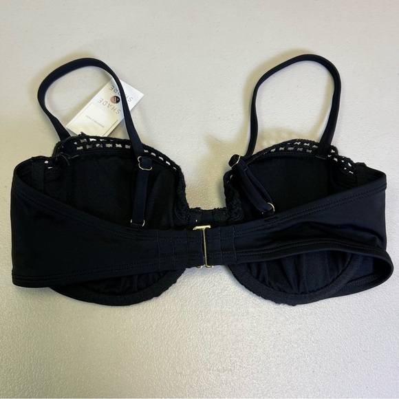 Shade & Shore Women’s Black Chochet Underwire Bikini Top Removable Pads Size 34D - Picture 5 of 9